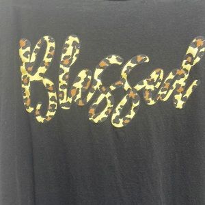 Love Faith Tshirt with Blessed in leopard print Size L